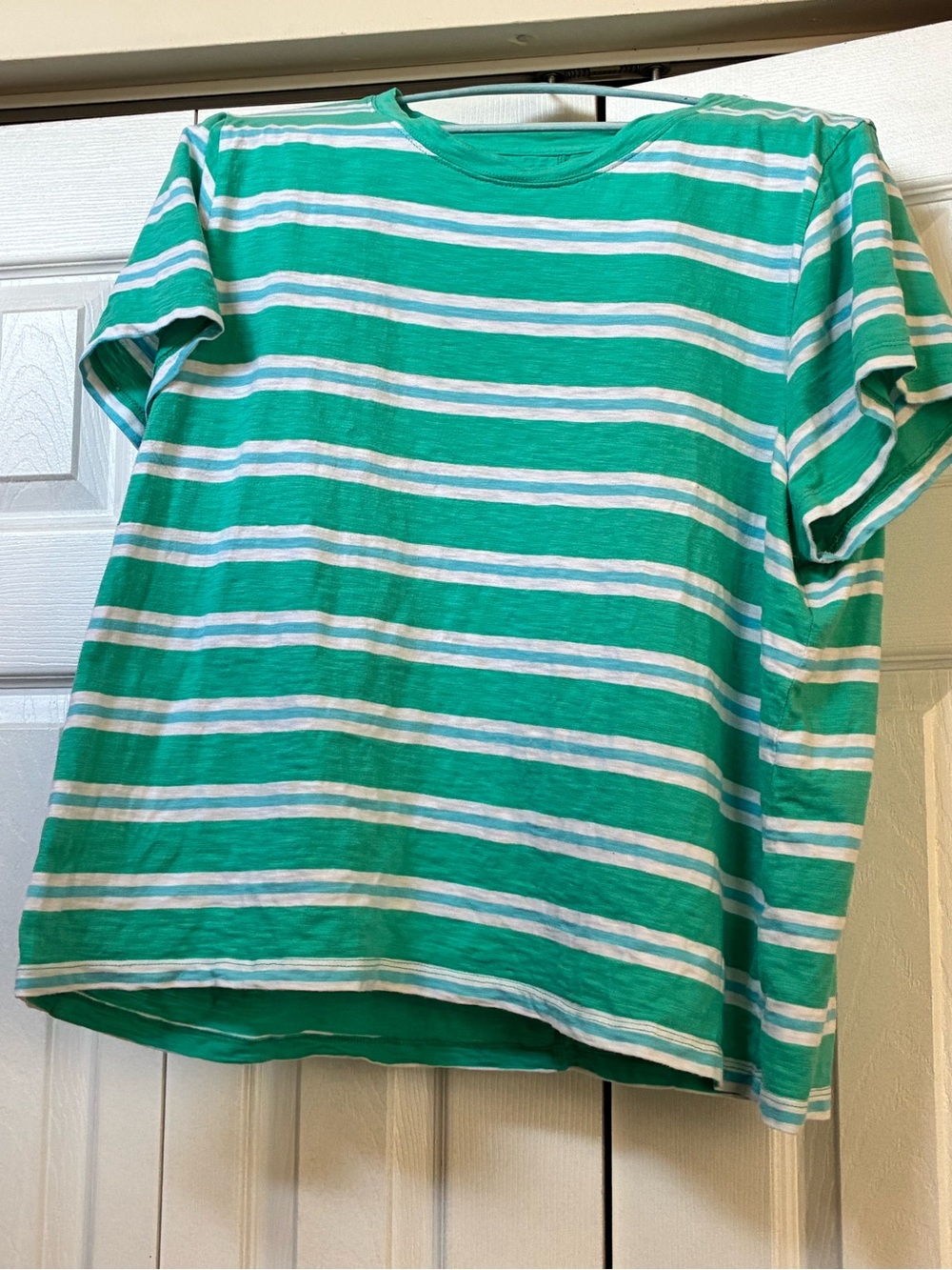 J. Crew Green & White Striped Short Sleeve Tee
